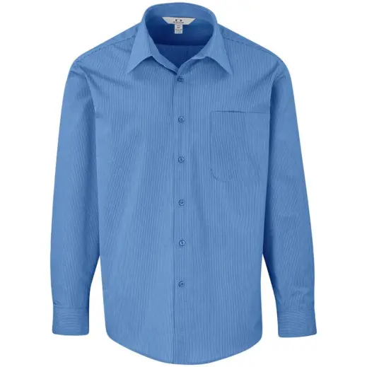 Mens Long Sleeve Micro Check Shirt Blue